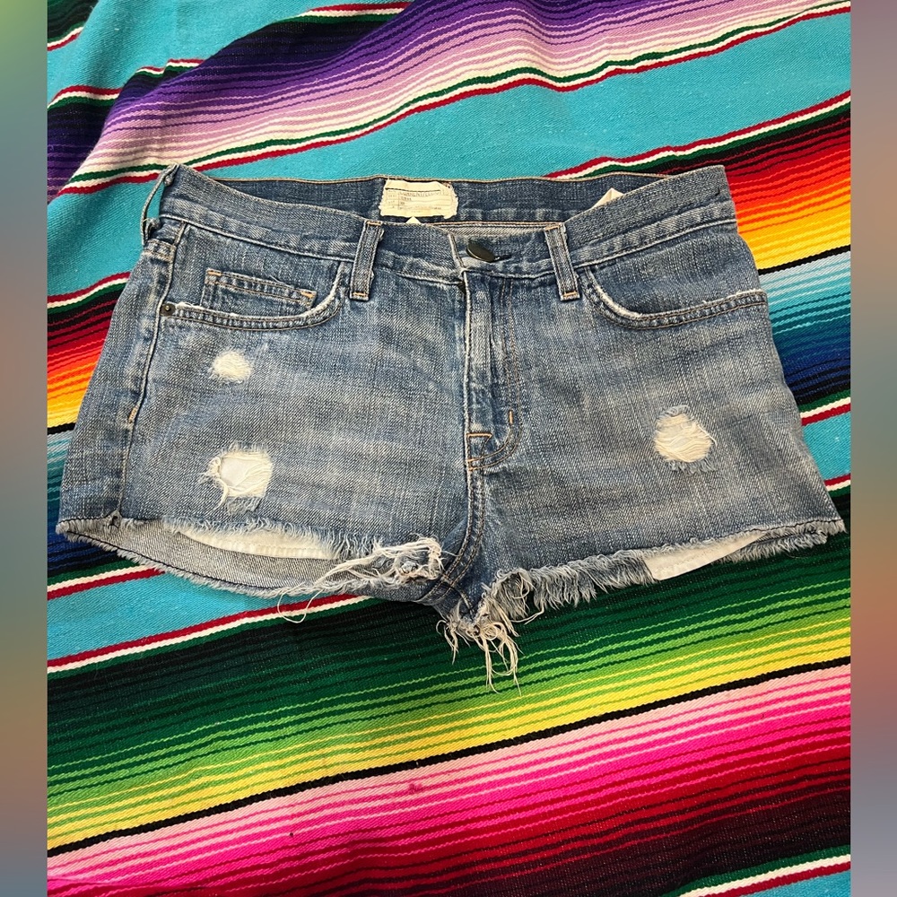 Current Elliott Jean Shorts Women’s Blue Denim Destroyed Boyfriend‎ Fray …